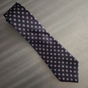 Christian Dior Vintage Mens Silk Neck Tie Navy Burgundy 3.5"